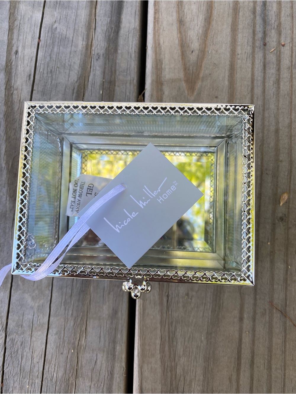 Nicole Miller Brand New Silver Mirrored Decorative Jewelry Box